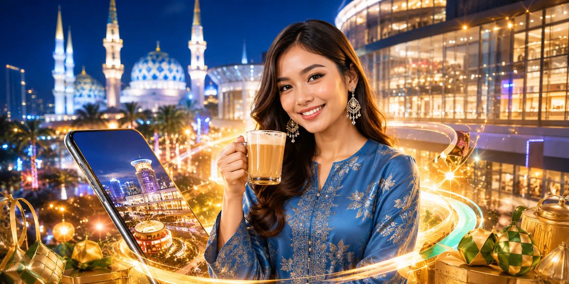 Pengguna Selangor bermain kasino mudah alih menggunakan telefon pintar dalam pakaian baju kurung
